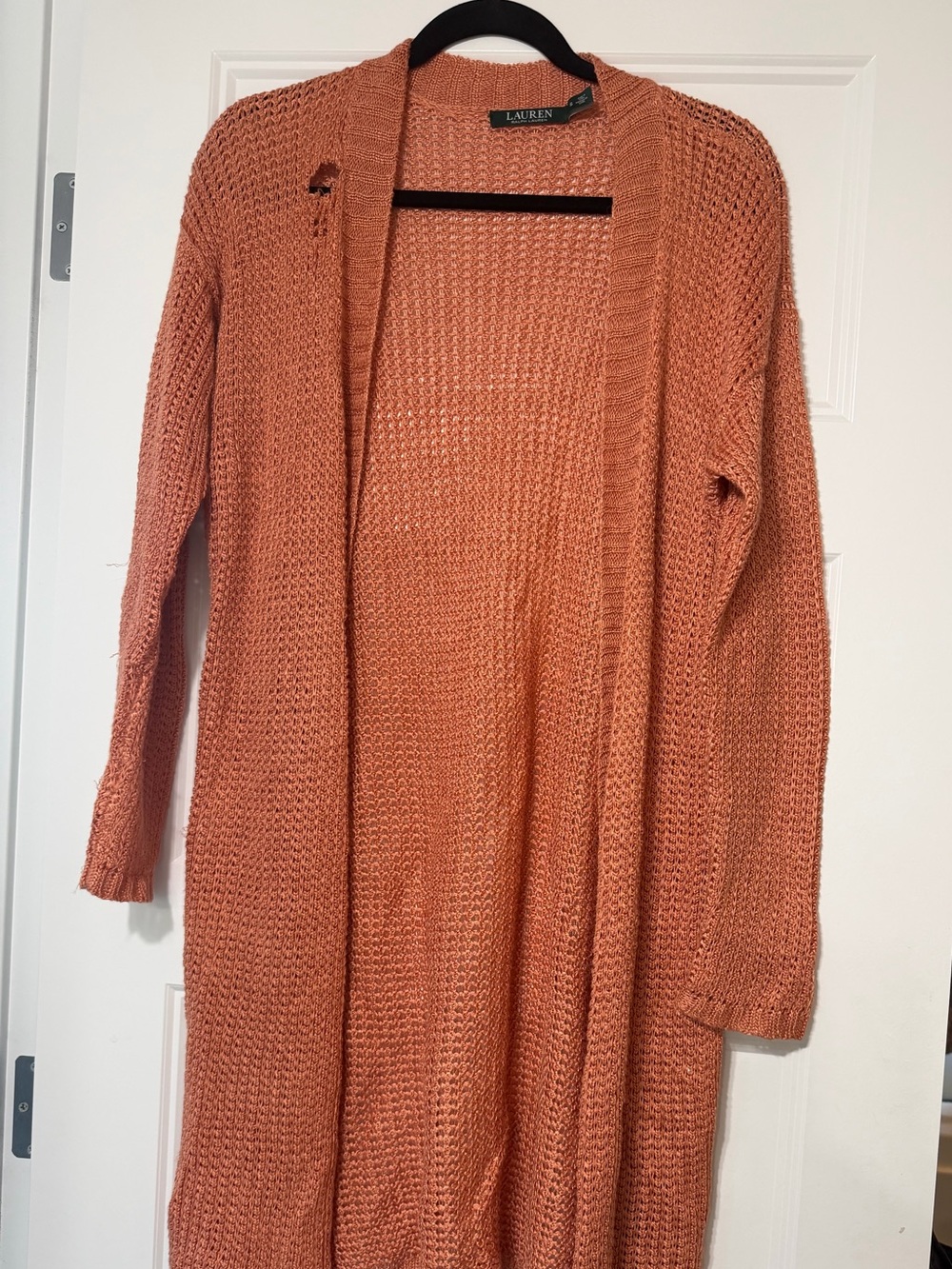 Ralph Lauren Open-Front Long Cardigan - Rust